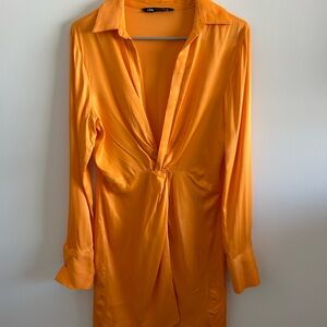 ZARA Orange Satin Dress